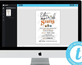 DIGITAL INVITATION | EDBS1 | 5" x 7" Invitation | Eat, Drink & Be Scary | Editable Halloween Invitation, Party Invitation