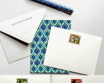 STATIONERY SET | VPSS7 | 4.25" x 5.625" Card & A2 Matte Envelope | Wolf and 7 Goats | Women Stationery, Girl Stationery, Flat Note Card