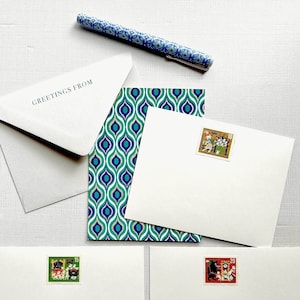 BRIEFPAPIER-SET | VPSS7 | 4,25" x 5,625" Karte und mattierter A2-Umschlag | Wolf und 7 Ziegen | Damen-Briefpapier, Mädchen-Briefpapier, flache Notizkarte