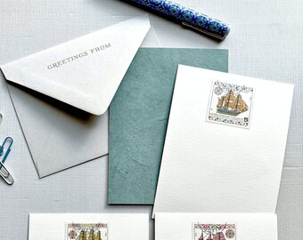 STATIONERY SET | VPSS3 | 4.25" x 5.625" Card & A2 Matte Envelope | Those Afar and Away | Men Stationery, Boy Stationery, Flat Note Card