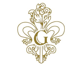 DIGITAL LOGO & MONOGRAM | DLM1 | Une Fleur De Lis | Editable Wedding Monogram, Custom Wedding Logo, Wedding Crest