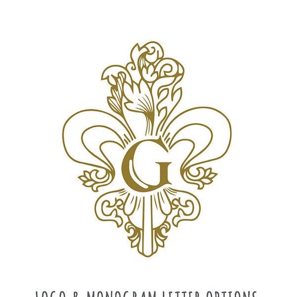 DIGITAL LOGO & MONOGRAM | Stock Illustration and Graphic | Une Fleur De Lis | Editable Wedding Monogram, Custom Wedding Logo, Wedding Crest