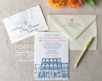 PRINTED INVITATION | FQS2 | 5" x 7" Invitation, 4" x 6" RSVP & A7 Matte Envelope | French Quarter Soiree | Editable Invite, Party Invite