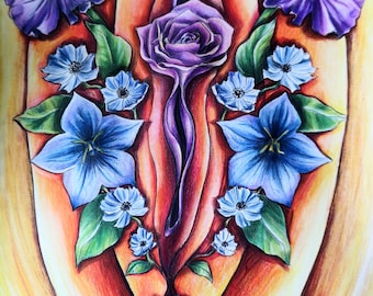 Feminine Floral Pencil Illustration Art Print