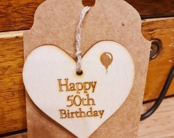 Special Date Birthday Gift Tag, Wooden, 21st 18th, 30th  40th 50th 60th 65th 70th 80th 90th 100th