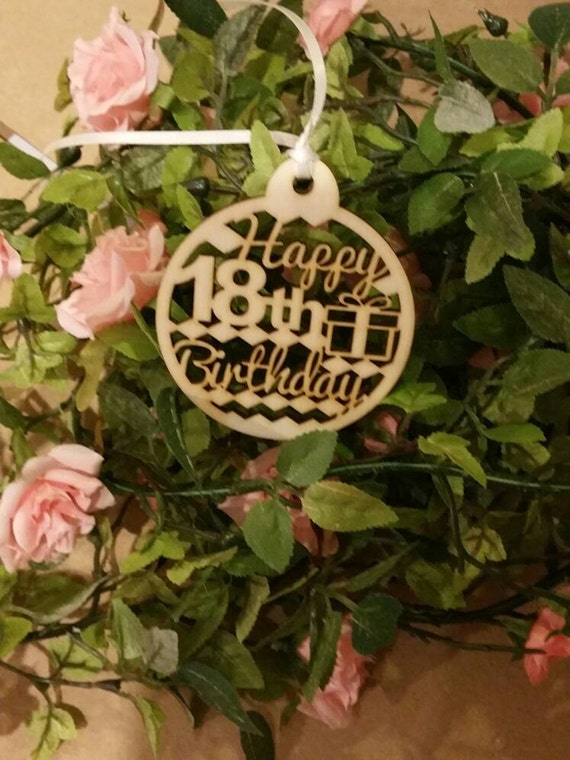 HAPPY BIRTHDAY WOODEN GIFT TAG PINK