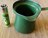 Vintage Signed 1962 Small Green Enamel Turkish Coffee Tea Pot