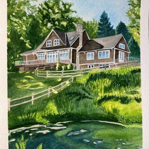 Hand-painted Custom Watercolor House Portrait housewarming gift realtor gift