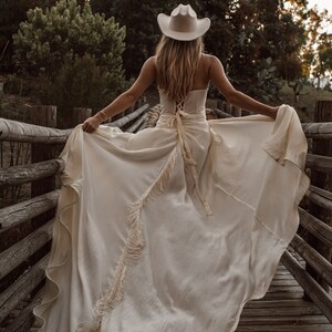 Strapless Wedding Dress, Western Wedding Dress, Fringe Wedding Gown ...