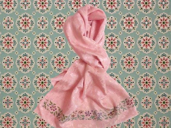 vintage PINK PARSI SILK Scarf / Textile - Silk Br… - image 2