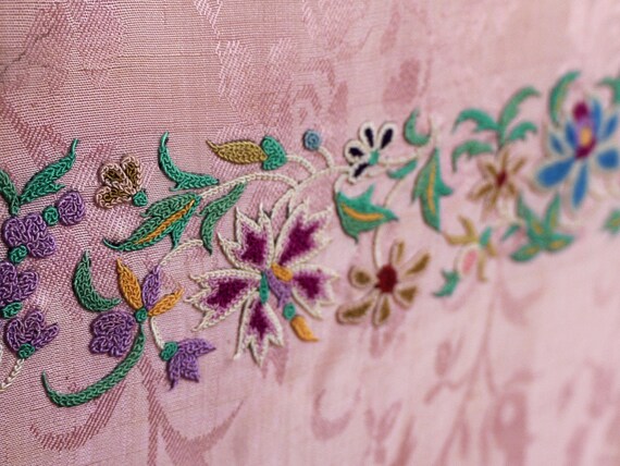 vintage PINK PARSI SILK Scarf / Textile - Silk Br… - image 4