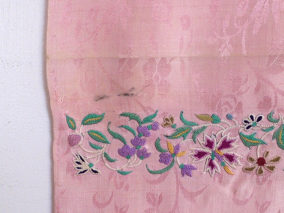 vintage PINK PARSI SILK Scarf / Textile - Silk Br… - image 7