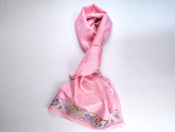 vintage PINK SILK PARSI Scarf  / Textile - Silk B… - image 7