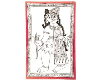 MADHUBANI DRAWING - PAINTING / Shiva + Parvati