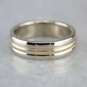 Vintage Two Tone Gold Wedding Band, Men&#39;s Gold Wedding Band HJ4ZAL-R