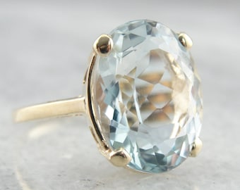 Extremely Rare Natural Blue Topaz in Ladies Cocktail, Gemstone Ring