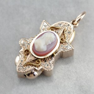 Victorian Era Cameo, Antique Slide Pendant, Victorian Necklace, Estate Jewelry 84JX5359-D