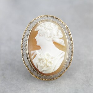 Vintage Cameo Gold Filigree Brooch KHM18UNJ-N