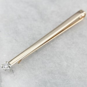 Vintage Gold and Diamond Tie Clip, Suit Accessories, Diamond Anniversary, Groom Gift 5LRTW18V-P