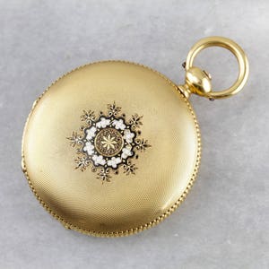 Rare Breitling Laederich, 18K Yellow Gold and Enameled Hunter&#39;s Case Pocket Watch, L7ZJQ6