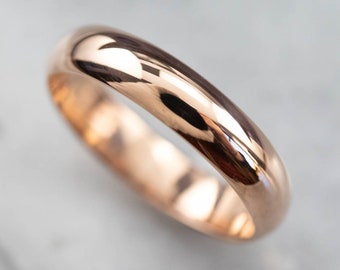 Vintage 19K Rose Gold Wedding Band, Unisex Stacking Ring, Size 9