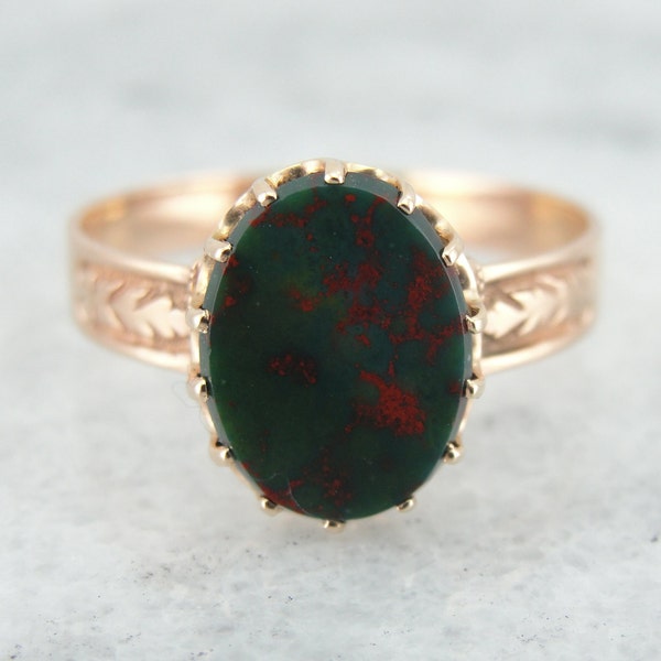 RESERVED Antique Rose Gold and Bloodstone Ladies Ring 8WCC8X-N