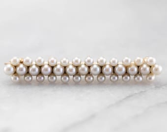Antique 14K Yellow Gold Pearl Lingerie Pin Brooch, Bridal Bar Pin