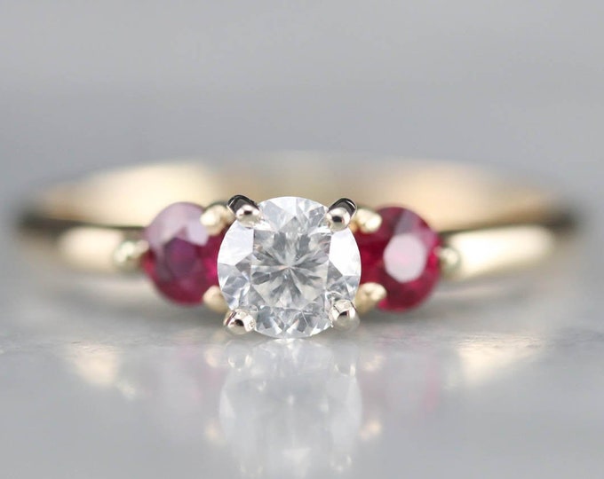GIA Diamond and Ruby Ring Three Stone Diamond Ring Diamond - Etsy