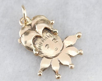 Vintage Gold Clown Charm, Clown Pendant, Circus Charm, Layering Pendant, Unisex Gift H1AR0NCC