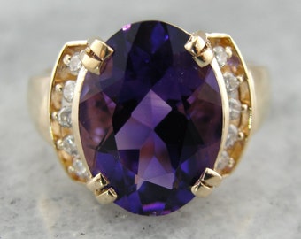 Beautiful Amethyst, Large Gemstone Cocktail Ring J5VK36-P