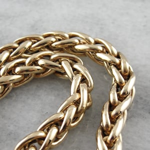 Substantial Polished Gold Wheat Chain Necklace KD76RU-N