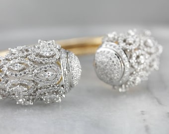Diamond Encrusted Gold Cuff Bracelet, Pave Diamond Bangle R84E3QJ0-P