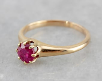 Sweet Victorian Rose Gold and Pink Sapphire Simple Engagement Ring CP21DC