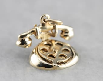 14K Yellow Gold Vintage Rotary Phone Charm