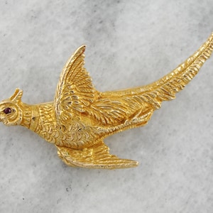 Ruby Eyed Phoenix Bird Brooch, Symbolizing Rebirth and Renewal, Beautifully Carved Bird Pin, AUUJ0X-D