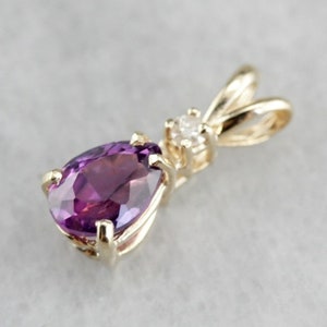 Pink Sapphire and Diamond Pendant, Teardrop Pendant, September Birthstone, Layering Pendant, Simple Pendant 1EUK77R9