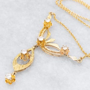 Antique Buttercup Set Diamond Necklace, Yellow Gold Diamond Necklace, Antique Necklace, Diamond Necklace, Gold Necklace A67867
