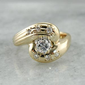Mid Century Modern Diamond Cocktail Ring, Vintage Diamond Ring, Vintage Diamond Cocktail Ring QVEKCR-P