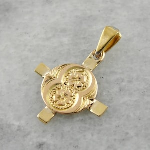 Lovely Gold Victorian Floral Cross Pendant Charm YW7ERW-D