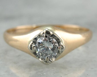 Antique Diamond Solitaire, Antique Engagement Ring with Simple Style  FVD58F-N