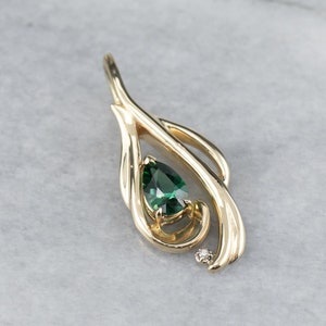 Colgante modernista de diamantes de turmalina verde, colgante de turmalina de oro amarillo, colgante de piedra verde, regalos para ella, joyería de turmalina MWWXTTDN