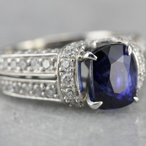 Anello zaffiro istruzione, zaffiro e diamante, pietra preziosa collezionisti, anniversario anello, anello di fidanzamento PLKWFFLQ-C