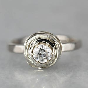 Modernist Diamond Nest White Gold Engagement Ring ZR67TM-D