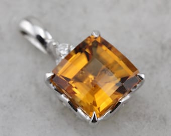 Fancy Cut Citrine and Diamond Drop Pendant  3LFQE9