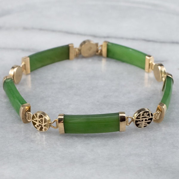 Schönes Jade und Gold Asiatisches Armband, Vintage Gold, Jade Bar Link Armband, Jade und Gold Armband, Jade Schmuck, Asiatischer Schmuck 0R2QJZZW