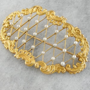 Spilla curva con perle di semi, perle ornamentali o fermaglio per capelli dell&#39;epoca vittoriana, fermaglio per capelli da sposa 84KCK5-N
