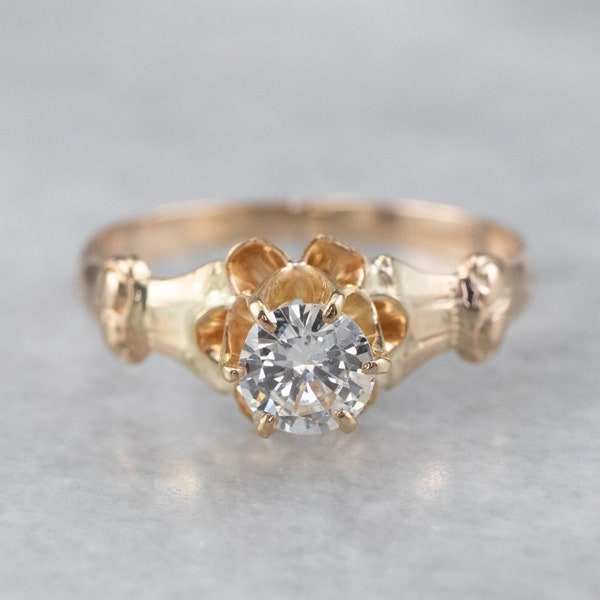Buttercup Diamond Solitaire Engagement Ring, Diamond Gold Ring, Victorian Engagement, Antique Engagement, Antique Diamond Gold Ring 19UT1JR3