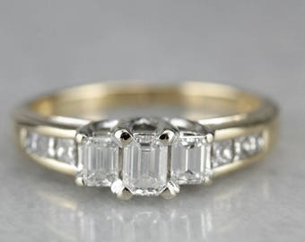 Emerald Cut Diamond Engagement Ring, Anniversary Ring, Modern Engagement 2705J333-P