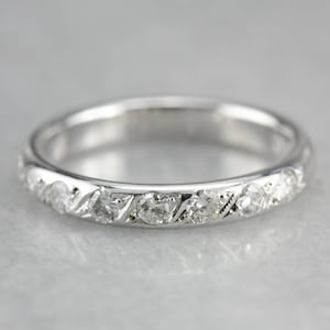 Diamond White Gold Band, Diamond Wedding band, Anniversary Band MEFECJAY-R