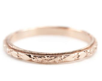 The Marjorie Band in 14 Karat Rose Gold, Stacking Band, Wedding Band, Pattern Band, Elizabeth Henry Collection
